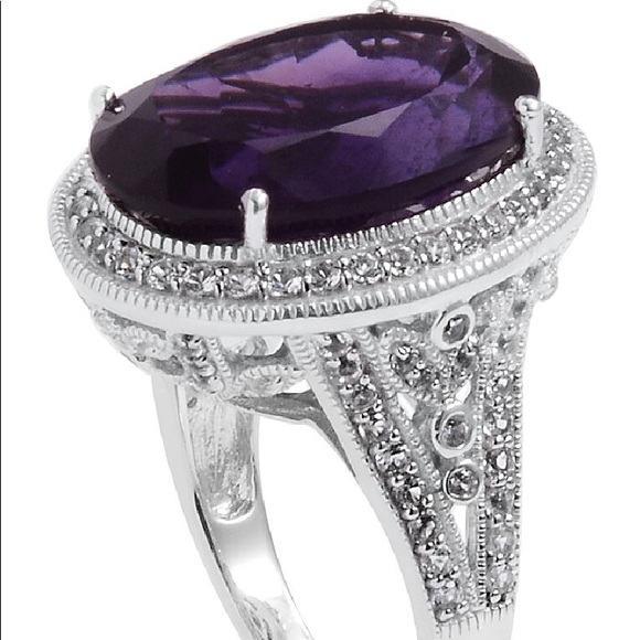 Purple Amethyst, White Topaz Ring - Picture 2 of 2